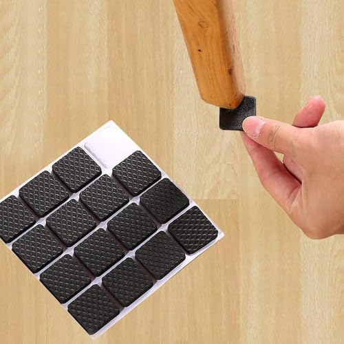 Image of CHUNZEXI Square Rubber Self Adhesive Square Felt Pads Non Skid Floor Protector Furniture Sofa Furniture Chair Balance Pad Noise Insulation Floor Bumper Color: Black - 32 Pcs