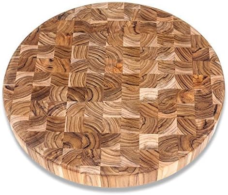 Deska do krojenia z drewna tekowego Ø 45,7 x 5 cm, okrągła (TH303) - trwała! Ekologiczna! - Deska kuchenna, deska do krojenia, deska do serwowania, deska teakowa