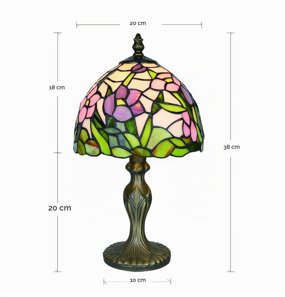 Lámparas de mesa pequeñas Tiffany, lámpara de flores para salón, luces de noche de vidrieras pastorales, lámpara de lectura de escritorio para dormitorio[Sin bombillas]