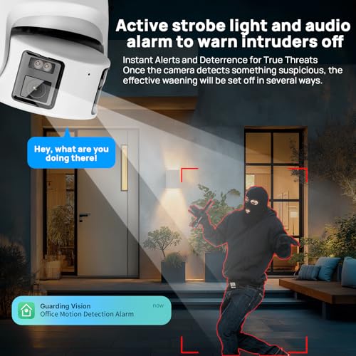 Image of VIKYLIN 4K 8MP Panoramic Full Color PoE IP Camera,4mm Fixed Lens Turret IP Camera with Human /Vehicle Detection, Active Strobe Light, Audio Alarm, 2-Way Talk,SD Card Slot 512GB,Blue Iris,NDAA Compliant