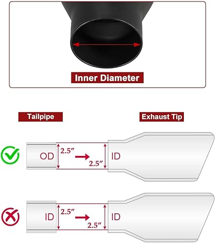 Miniatura 4 de Upower Punta de escape de salida de 2.5 pulgadas de entrada de 4 pulgadas, puntas de escape de 2.5 a 4 pulgadas, puntas de tubo de escape de 9