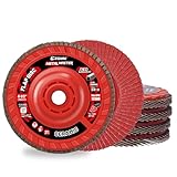 EZARC Flap Discs 60 Grit, 4-1/2' x 7/8' Ceramic Grain Flap Sanding Disc, Type 27 Heavy Duty Abrasive Trimmable Grinding Wheel Finishing for Stainless Steel, Sheet Metal (5 Pack)