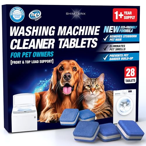 washing machine cleaner tablets for pet owners - front amp top load washer deep cleaning - septic tank safe - he support - remove stubborn pet hair - eliminates pet smells - prevents pet dander build