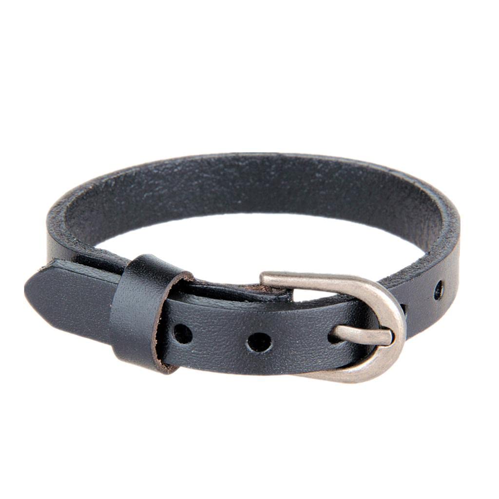 DuskHaven Pulsera Brazalete de Cuero Vacuno Pulsera Rígida Tipo Cinturón Brazalete con Hebilla Pulsera Adecuada para Uso Diario