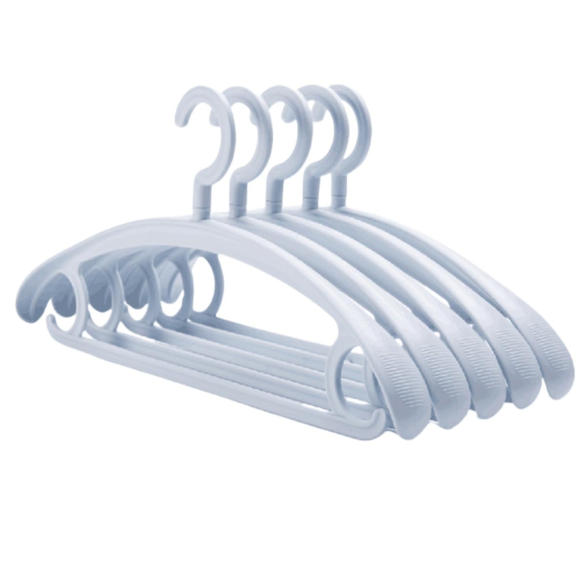 Confezione da 10 grucce in plastica resistente, capacità 11,3 kg, gancio girevole per vestiti, spalle larghe, antiscivolo, spesso (Blu)