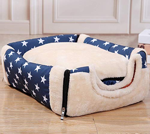Lit et maison 2 en 1 bleu taille M pour chien et chat pliable - 8