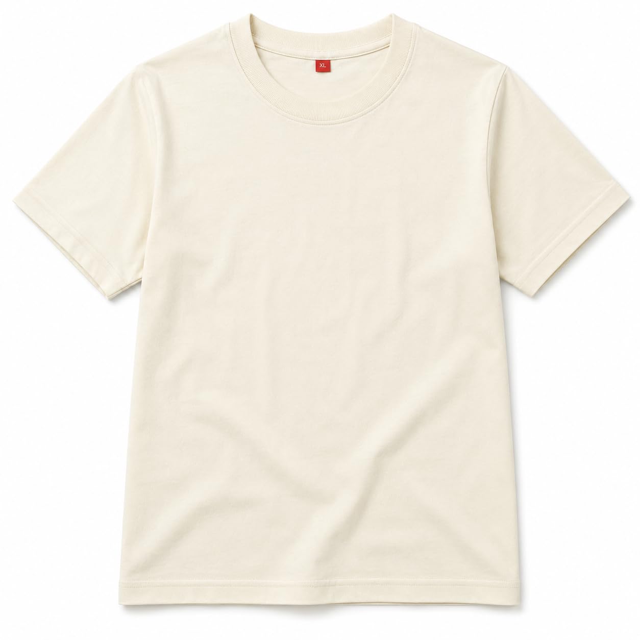 Men's Plain Cotton Round Neck T-Shirt - Cream-picture-18