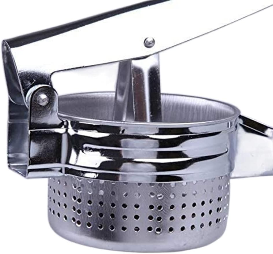 Garlic Press Garlic Press Potato Masher Potato Stainless Steel Puree Vegetable Fruit Press Maker Garlic Mincer Crusher (Silver 26.5 * 9.8 * 9cm)