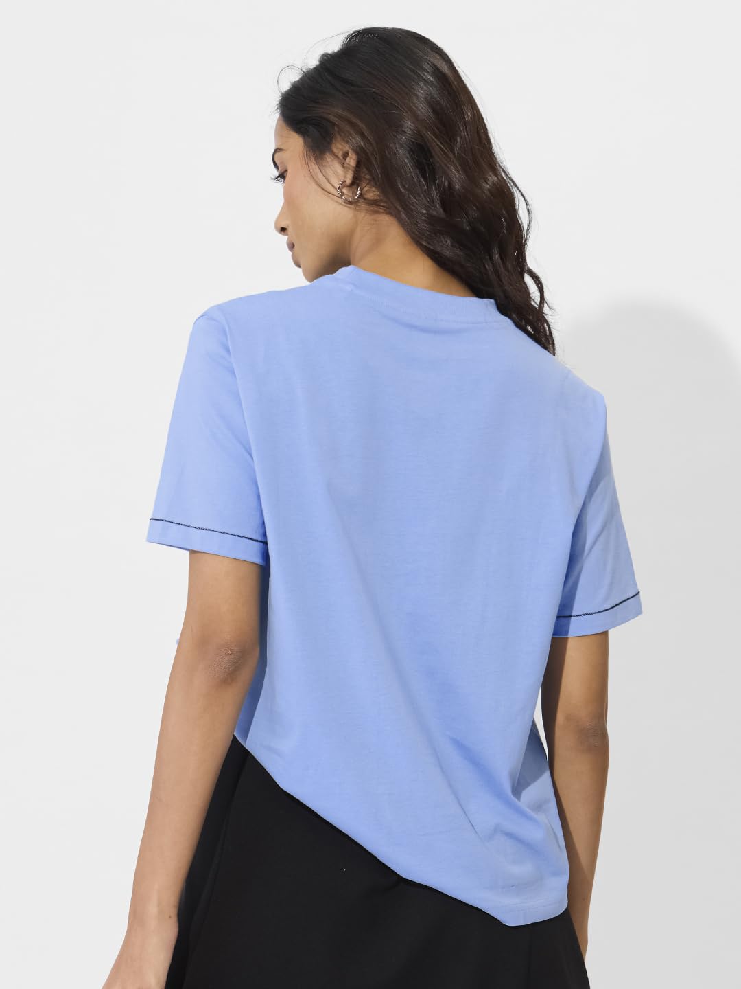 The Souled Store To Do List - Camiseta de manga corta para mujer y niña, cuello redondo, de algodón, con estampado gráfico azul, ajuste relajado