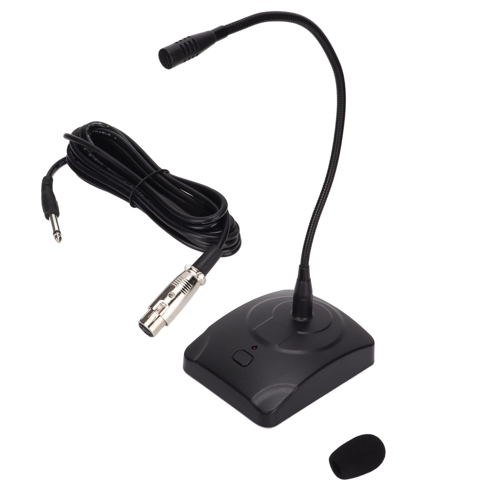 Goshyda Microfono USB da Tavolo, Microfono a Collo D'Oca Regolabile a 360 Gradi Microfono Cablato USB con Cavo XLR a 6,35 Mm, Indicatore LED, Riduzione del Rumore, Interruttore One Touch