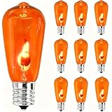 Oviejo Flicker Flame Light Bulbs, Halloween ST40 Orange Flickering Replacement Bulbs with a Flickering Orange Glow for Halloween Outdoor Patio Backyard String Lights, 1 Watt, 120 Volt 10 Pack