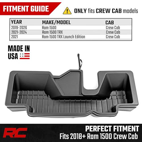 Rough Country Under Seat Storage for Ram 1500 Crew Cab (2019-2026) - Custom Rear Under Seat Organizer Tray without Lid - image 6