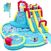 ELEMARA XL Inflatable Water Slide with 19ft Attachable Slip and Slide,Large 7 in 1 Blow Up Water Park,Bounce House for Back