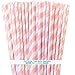 Striped Paper Straws - Light Pink White - 7.75 Inches - Pack of 100- Outside the Box Papers Brand