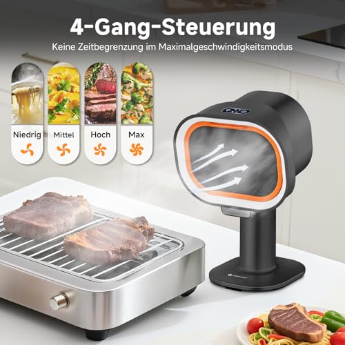 AMZCHEF Mobile Dunstabzugshaube - teleskopierbarer Höhe und 40° Neigung - Mini Tragbare Abzugshaube mit 4-Gang-Modi, Geräuscharm,Großkalibriger Aluminiumfilter für Wohnung/RV, Keine Installation
