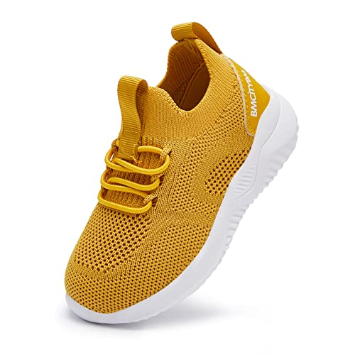 Bmcitybm Baby Boys Girls Sneakers Toddler Walking Shoes Lightweight Breathable Athletic Running Shoes 6-12 Months Infant Yellow Size 4 Toddler #TOP17