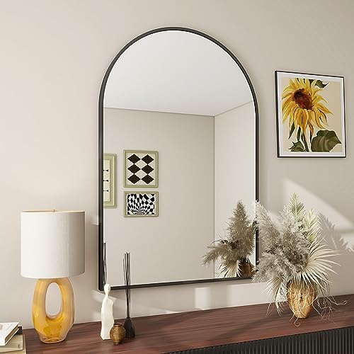 BEAUTYPEAK 20"x30" Arch Bathroom Mirror, Wall Mounted Vanity Meta...