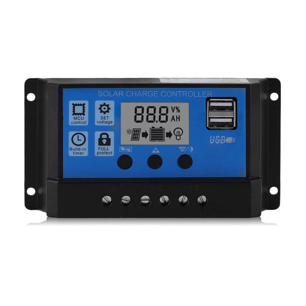 Pepisky 100A Solar Panel Controller Solar Recharger Controller LCD Display Screen Street Lamp System Recharge Controller PWM Recharge Management Dual USB Output Controller