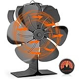 XUEMUO Kaminventilator, wärmebetriebener Holzofenventilator, warmer Heizluft-Öko-Ofenventilator für Gas, Pellets und Holz, Ventilator für Kaminöfen mit magnetischem Thermometer