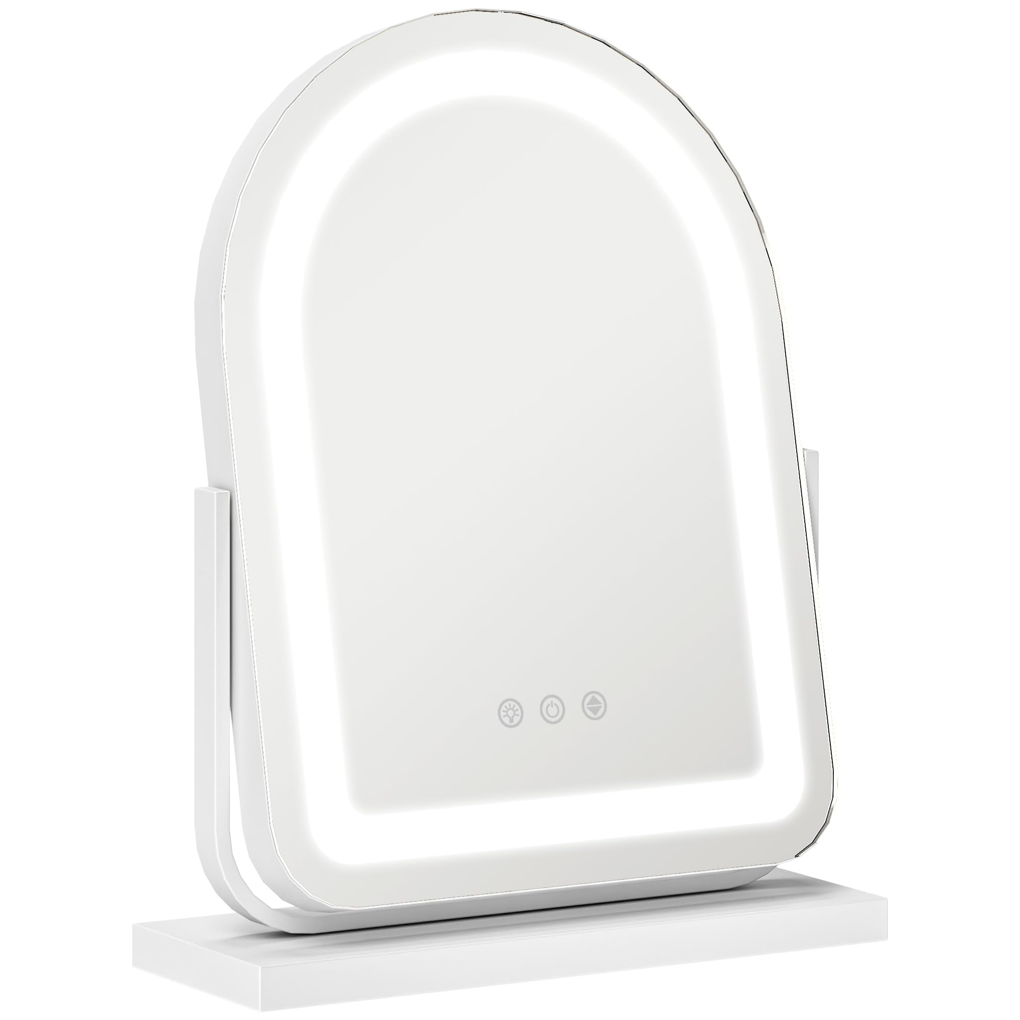 HOMCOM Espejo Maquillaje con Luz LED Espejo Tocador Giratorio con 3 Modos de Iluminación Ajustables Interruptor Táctil Rotación Regulable de 360° y Función de Memoria Blanco
