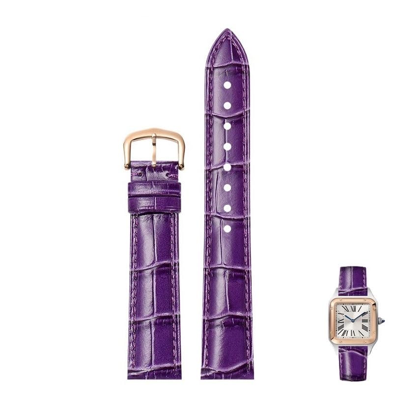 dongrif Leather Watch Straps With Pin Buckles Suitable For Cartier Tank Dumont Santos Men's And Women's watcvhband(Perpler,19mm)