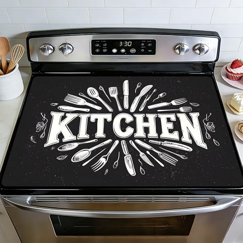 Image of BVBOX Stove Top Cover for Electric Stove, 28 inch x 20 inch Glass Cooktop Protector Mat with Hanging Loops, Anti-Scratch Non-Slip Dish Drying Mat, Washable Countertop Pad
