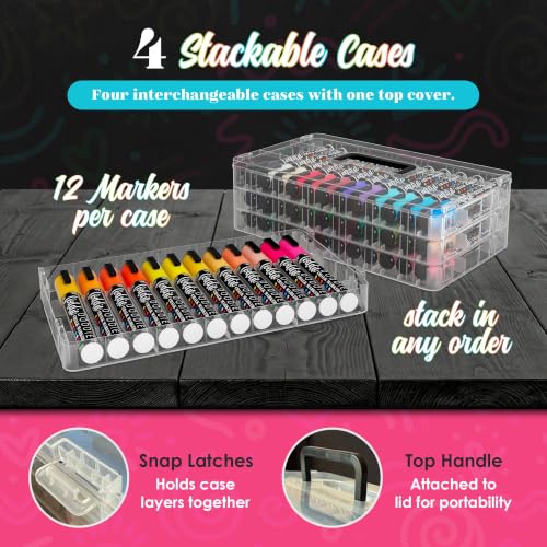 Image of Loddie Doddie Chalk Markers - Pack of 48, 6mm Reversible Tips - Liquid Chalk Pens for Glass & Windows - Dry Erase Chalkboard Markers for Blackboard & Calendars - Non-Toxic Pens for Art & Decor