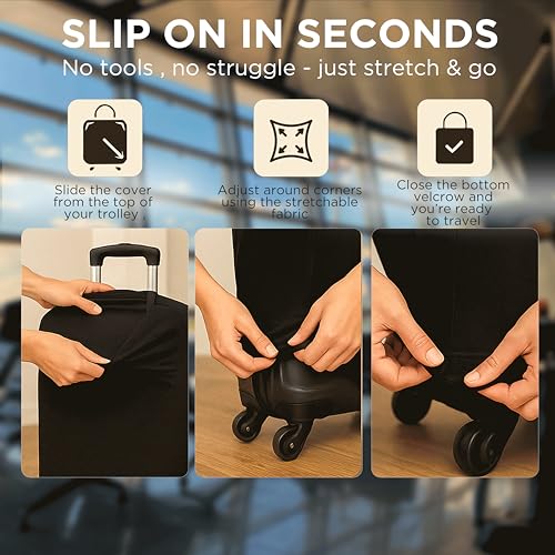 Image of WanderWraps Spendex Polyester Protective Luggage Cover | Hard Luggage Trolley Bag Cover | Washable | Dust Proof | Stretchable | L - 28 inch | AstroJet