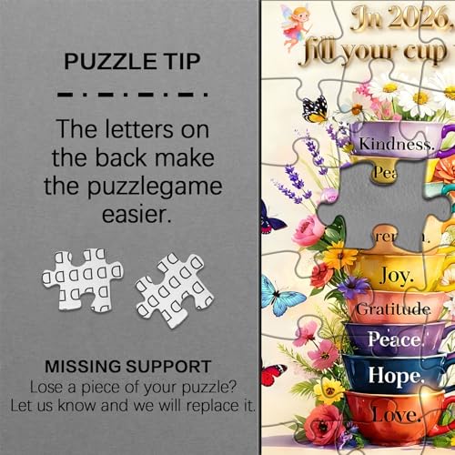 PICKFORU Rompecabezas Cup of Wise Sayings 1000 Piezas, Rompecabezas en Forma de Tazas de Flores para Adultos, Mariposa, Rompecabezas Desafiante y Único miniatura 4