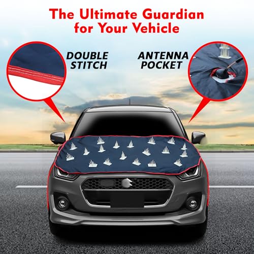 Image of AYSHU Dustproof Car Protection with Spikes for Dogs Compatible with Maruti Swift VXI | Anti-Scratch Bonnet Guard | Heavy Duty Waterproof & UV Resistant Car Body Cover, Black