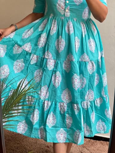 Image of Women's Rayon Maxi Midi Dress Western Dress for Women Elegant Floral Printed Long Dresses