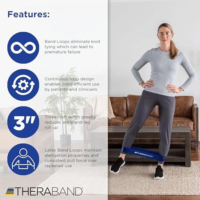 THERABAND Resistance Band Loop Set, Pack of 4, 12 Inch Band Loop Kit for Legs & Butt Workouts, Beginner to Advanced Levels for Exercise, Rehab, Physical Therapy, Stretching, & Strength Training