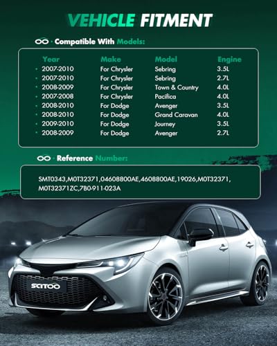 Image of SCITOO Starter Motor SMT0343 19026 for Chrysler Pacifica 2007-2008 4.0L Sebring 2007-2010 2.7L 3.5L for Dodge Avenger 2008-2010 2.7L 3.5L Grand Caravan 4.0L ‎1.7kW /12 Volt CW 10-Tooth Pinion