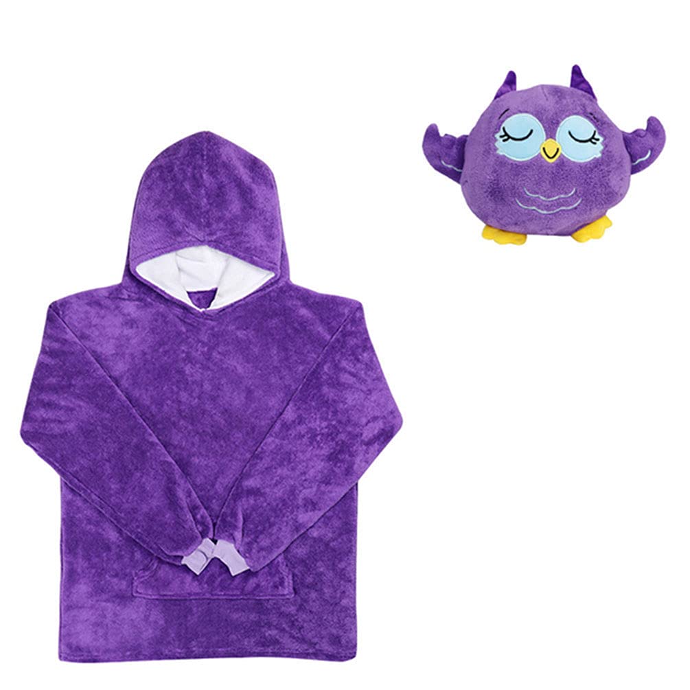 CASKIE Kids Hoodie Pets Blanket Sweatshirt for Girls Boys, Plush Animals Turn into Hooded Sweatshirt with Pocket, Pullover Jumper Pajama One Size Fits All