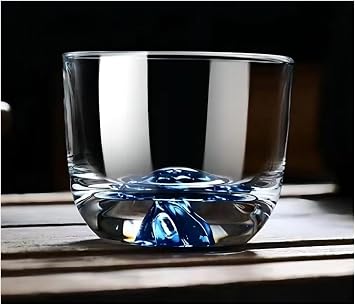 Kanayama Gui Cup Set of 2 - Handmade Blown Glass Japanese Sake Cup, 3.4 fl oz 100 ml - Luxury Crystal Glass Gift With Paulownia Box Jewel Blue