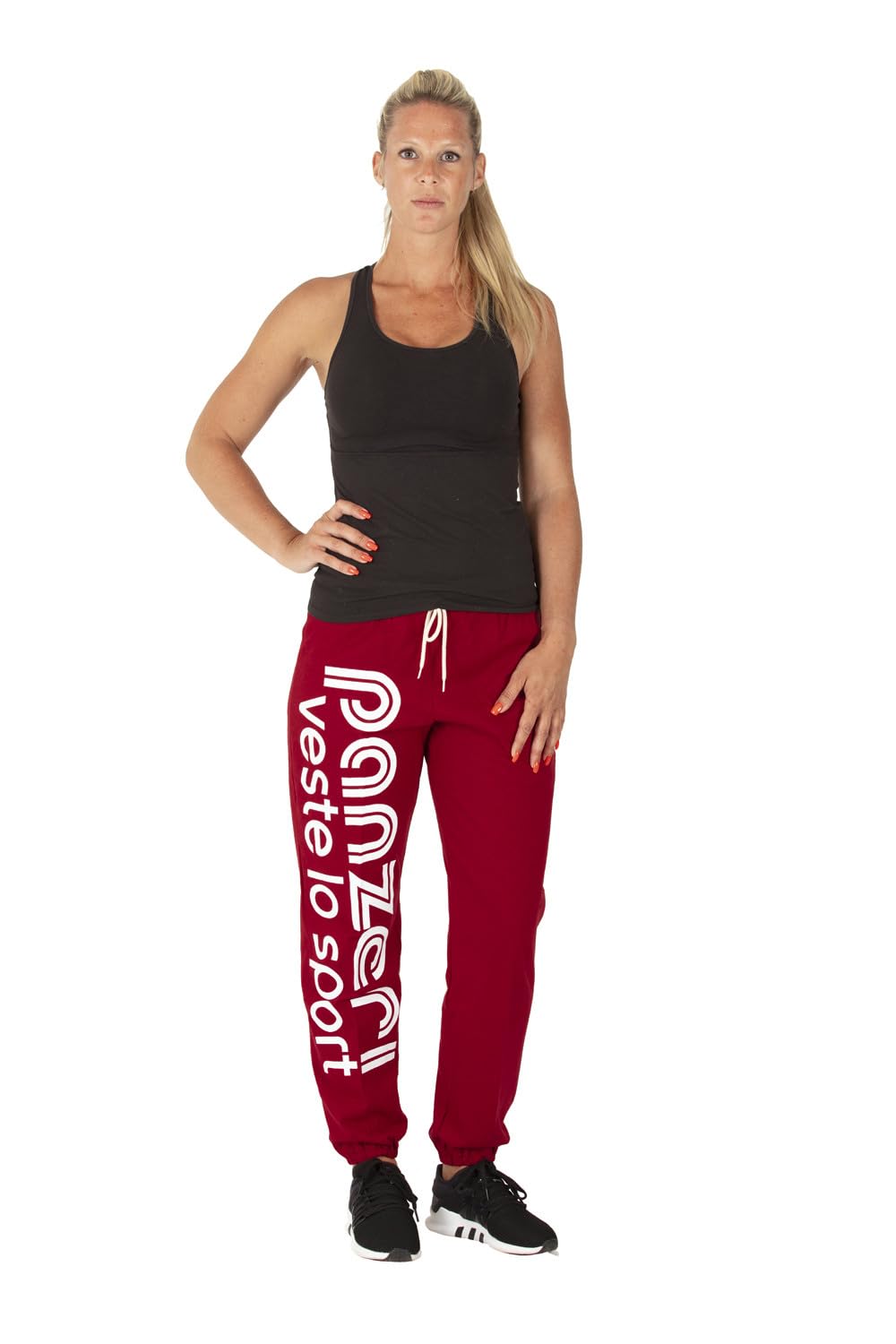 panzeri Pantalon Jogging Uni H - Rouge/Blanc