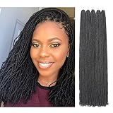 GUOHUI Micro Faux Locs Crochet Hair, 36 Inch 5 Packs Color Natural Black DIY Braids Straight Styles (36',1B)