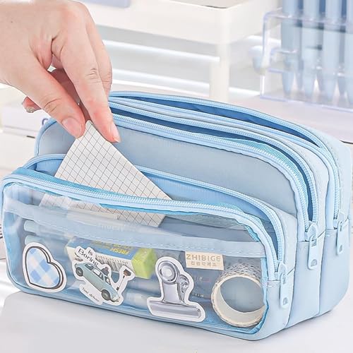 Image of Storio Pencil Box Pouch for School Kids Girls & Boys Aesthetic | Cute Stationary Compass Box Case Organiser - (Colors as per Availability)