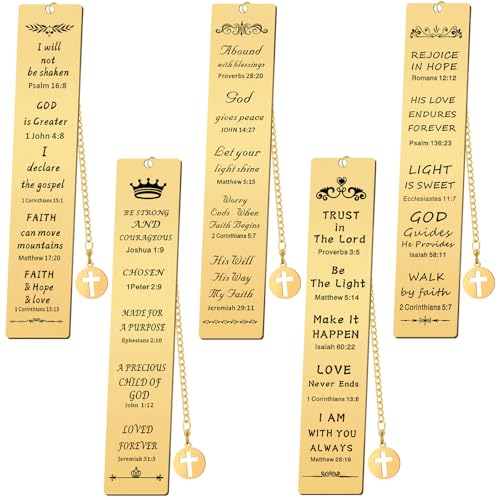 Fainne 5 Pcs Christian Bible Verse Bookmarks (Gold)
