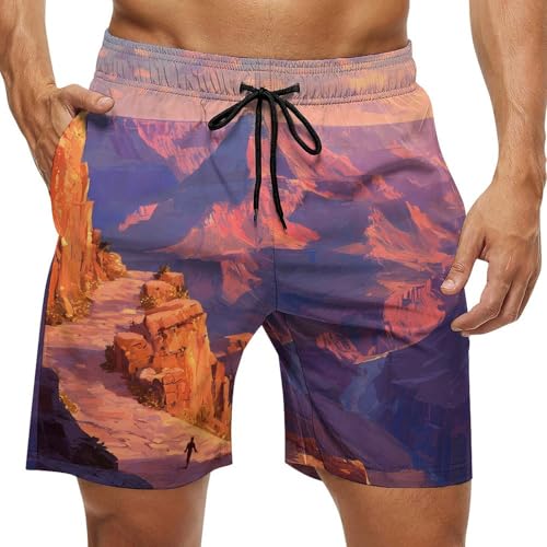 Grand Canyon at Sunset Mens Swim Trunks Athletic Board Shorts Swimwear Fashion Bathing Suit