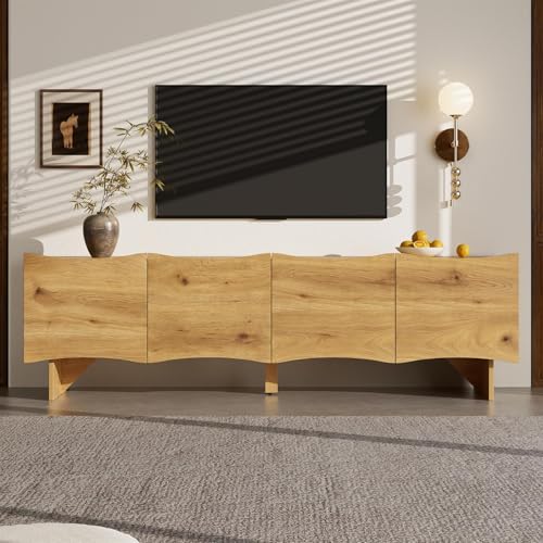 UIHECTA Muebles TV Modernos, Mesas Consola Televisores MáS 60 Pulgadas, Mueble De Centro Entretenimiento Madera 2 en 1 con 4 Puertas Y Estante para Sala Estar Y Dormitorio