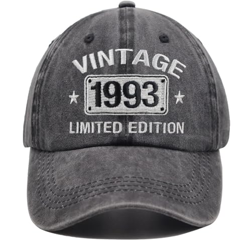 Vintage 1993 Limited Edition Hats for Men Women 33th Birthday Decorations 33 Year Old Adjustable Embroidered Baseball Cap Gifts for Retirement Mom Dad
