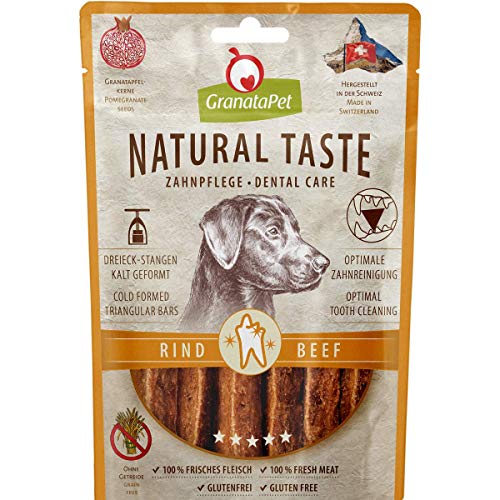 GranataPet Natural Taste Edler Snack Rind Zahnpflege, 70 g, Hundeleckerli ohne Getreide & ohne Zuckerzusätze, Belohnung für zwischendurch, schmackhafter Hundesnack