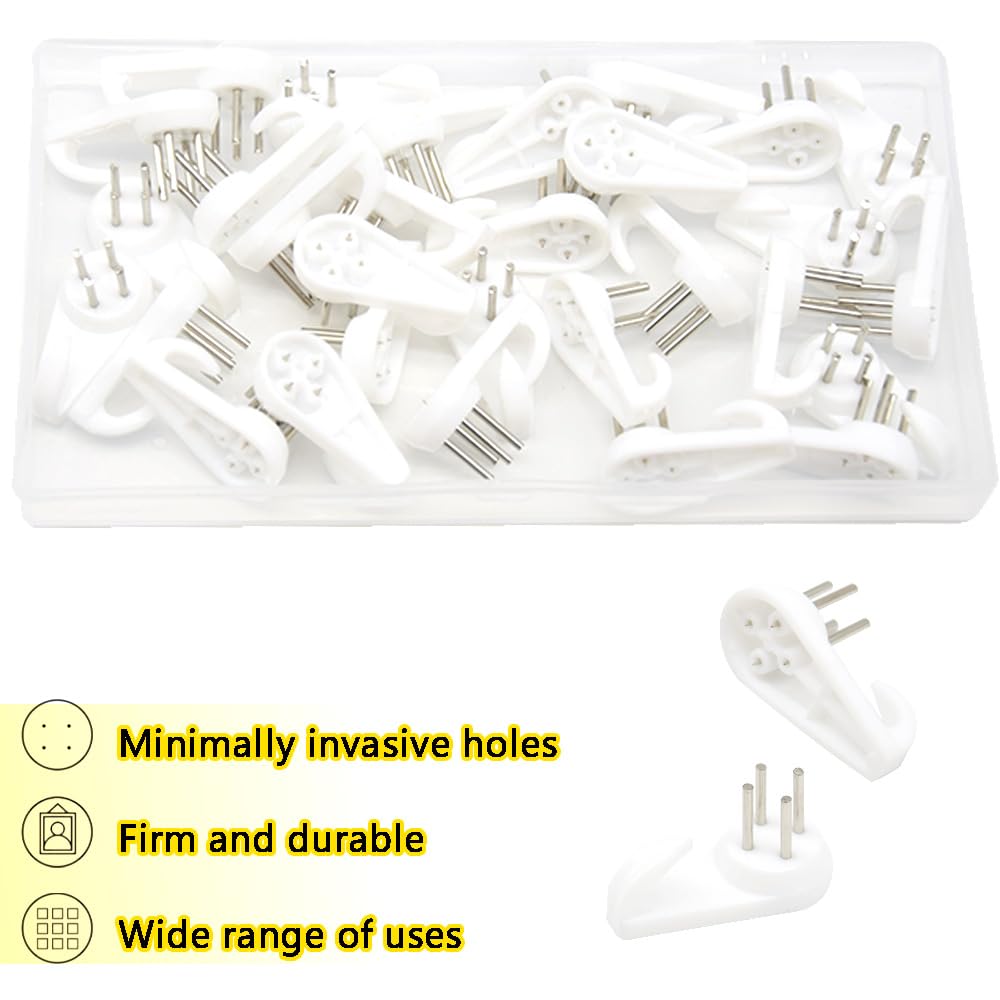 Ruidee 30 PCS Plastic Photo Frames Hooks 50mm Traceless Picture Hanger Hook Invisible Nail Wall Hooks for Hanging Artworks,Paintings,Home Decoration(30MM/SL) - Image 3