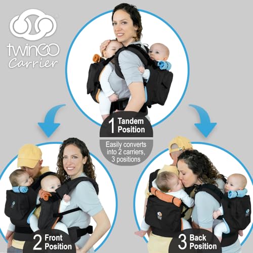 Twingo TWINGOORIGINAL-B Original Baby Carrier (Black, Blue & Orange) - Fully Adjustable Tandem Carrier And Separates Into 2 Single Carriers For Men, Woman, Twins And Babies 10-45 Lbs thumb #1