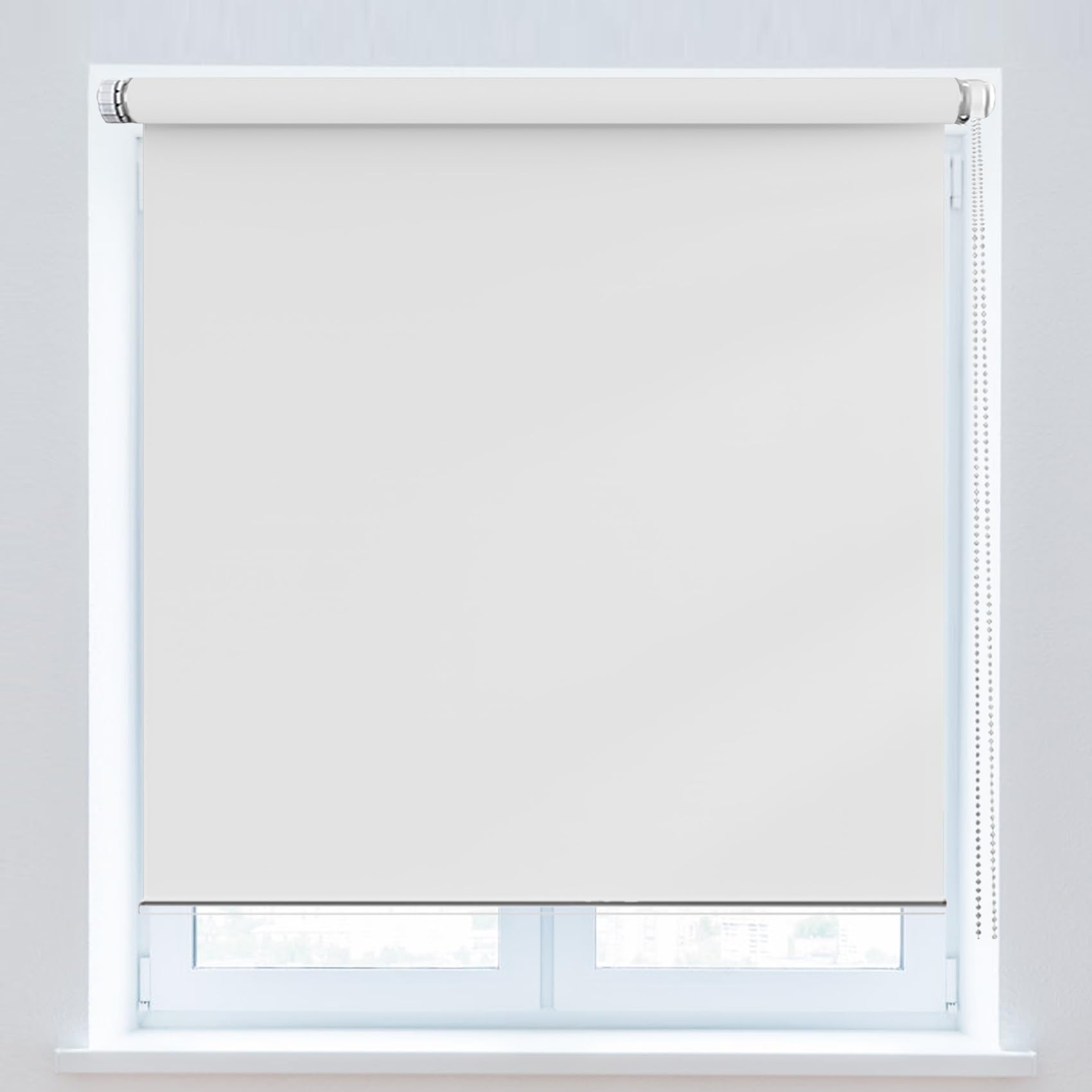 Roller Blinds 110 x 130 cm, Waterproof UV and privacy Protection Roller Blind Fabric Blackout, with Install Accessories, for Window and Door, White — image 1