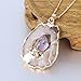 Bonnie Irregular Slice Geode Crystal Pendant Necklace Cut Amethyst Natural Stone Jewelry(Style 2)