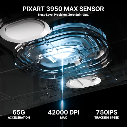 Image of ATTACK SHARK V8 8K Wireless Gaming Mouse Whit 42000 DPI-PAW3950 MAX Sensor-59g Lightweight-Nordic54L15 MCU-400h Battery Life,Triple Modes,Gaming Accessories for PC /Laptop /Mac (White Griptape)