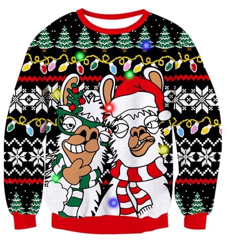 Dancinova Herren Weihnachtspullover Lustig mit Led Pullover Damen Ugly...