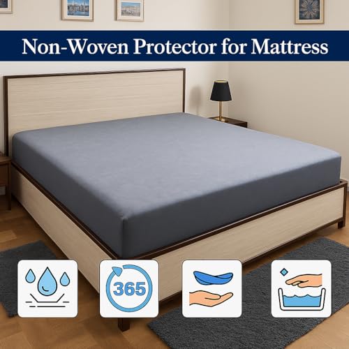 Image of Waterproof Soft Non-Woven Mattress Protector for Bed in Size 30 inchx72 inch |Breathable Elastic Fitted Mattress Cover for 10-Inch Deep Mattresses - Grey
